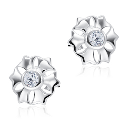 Charming Flowers CZ Stone Silver Ear Stud STS-5124